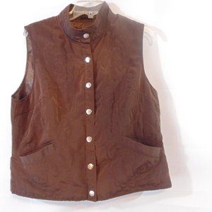 Mountain Lake Petite snap vest, brown quilted PL